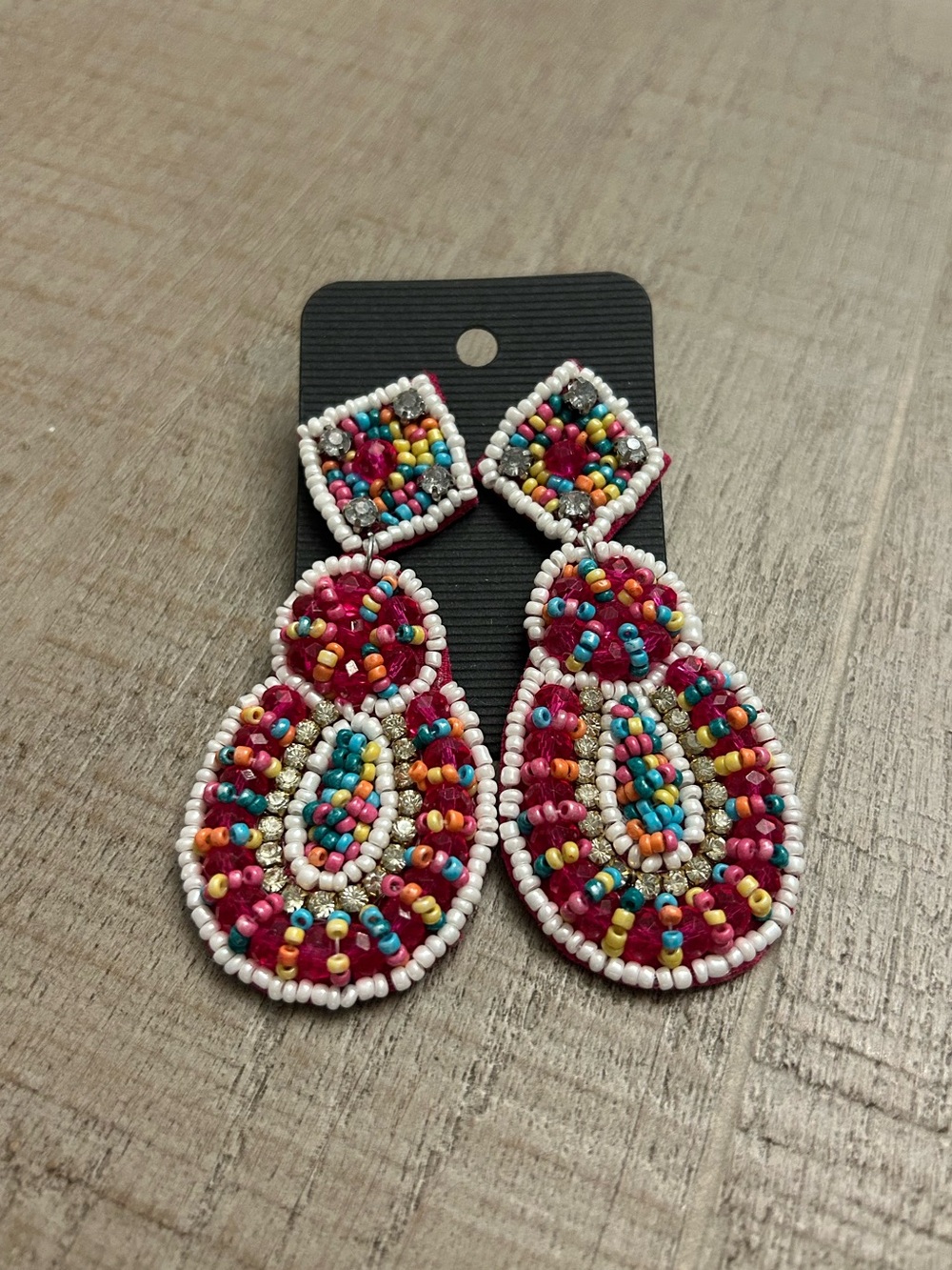 Handcrafted Multicolor Beaded Teardrop Earrings - Women Jewelry